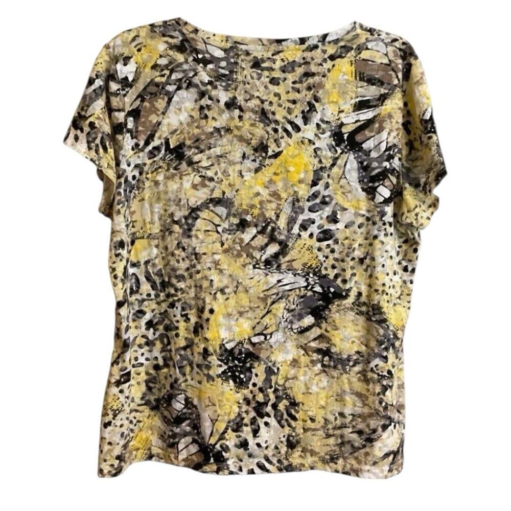 Style&co Top Womens XL Yellow Black White Abstract Tie Dye Stretch‎ Lightweight - Picture 2 of 7